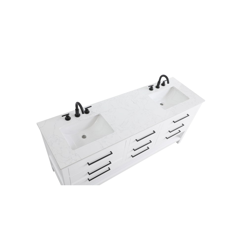 72 inch Double Bathroom Vanity in White. Picture 8
