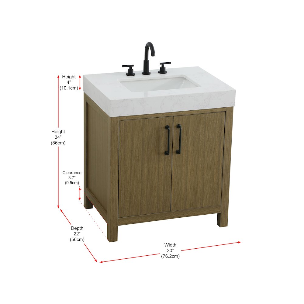 30 inch Single Bathroom Vanity In Chestnut Brown. Picture 13