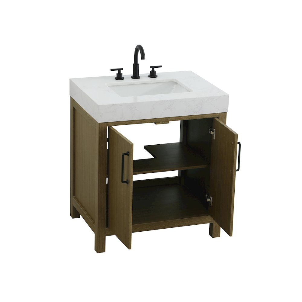 30 inch Single Bathroom Vanity In Chestnut Brown. Picture 7