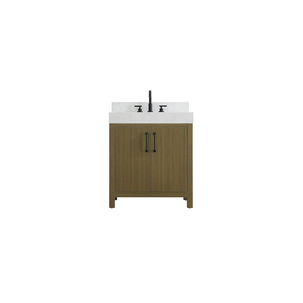 30 inch Single Bathroom Vanity In Chestnut Brown with backsplash. Picture 1
