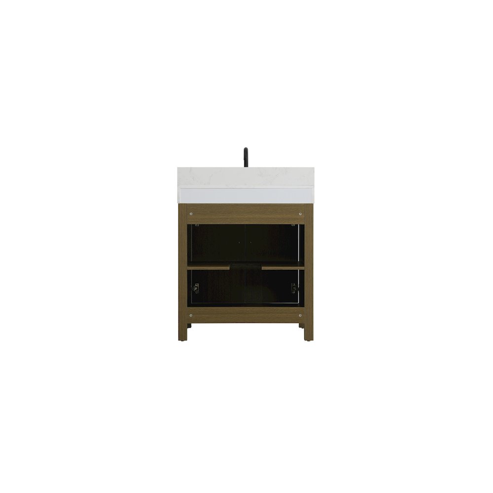 30 inch Single Bathroom Vanity In Chestnut Brown with backsplash. Picture 12