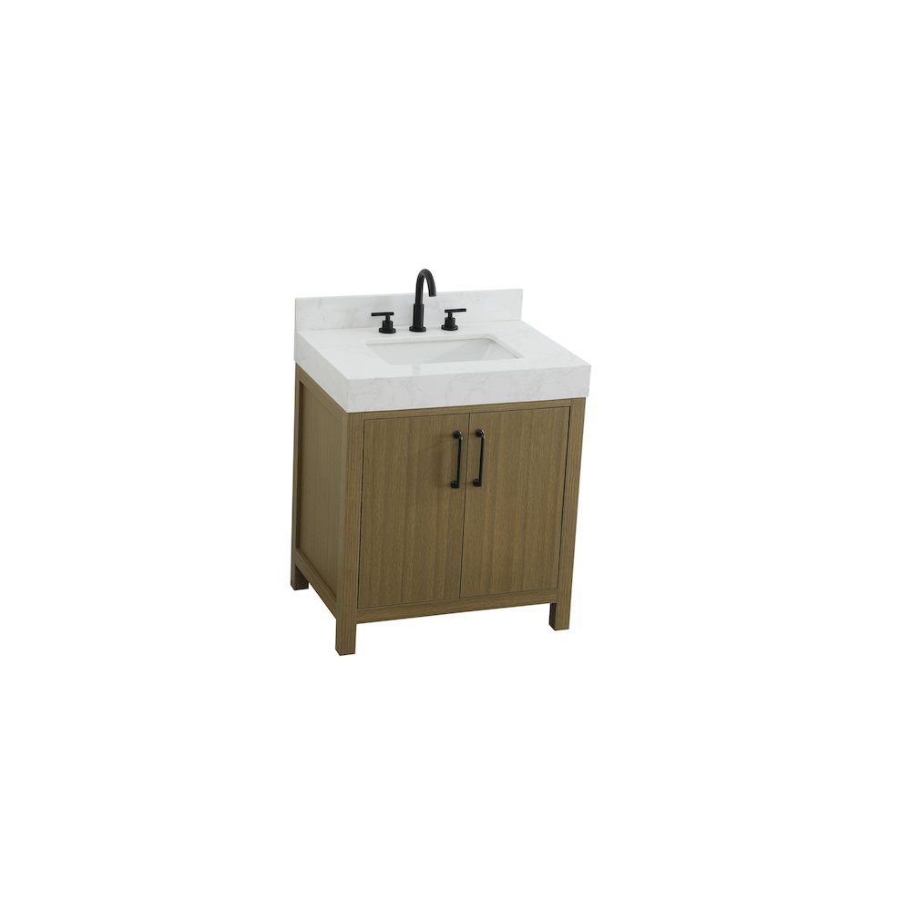 30 inch Single Bathroom Vanity In Chestnut Brown with backsplash. Picture 6