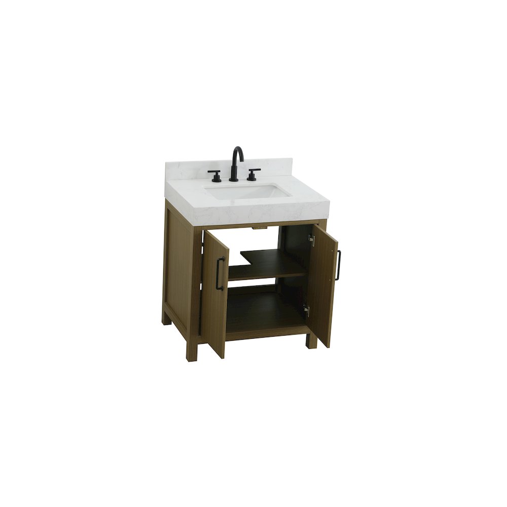 30 inch Single Bathroom Vanity In Chestnut Brown with backsplash. Picture 7
