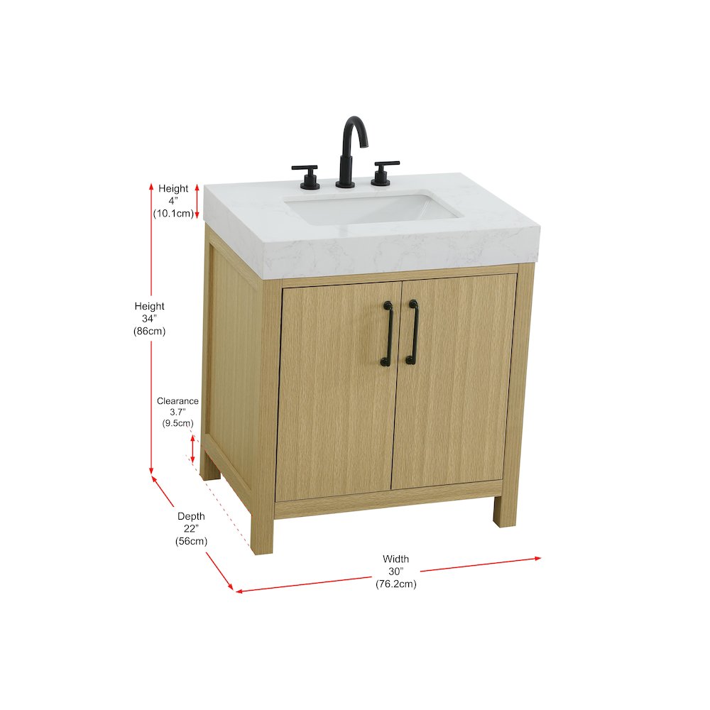 30 inch Single Bathroom Vanity In Honey Brown. Picture 13