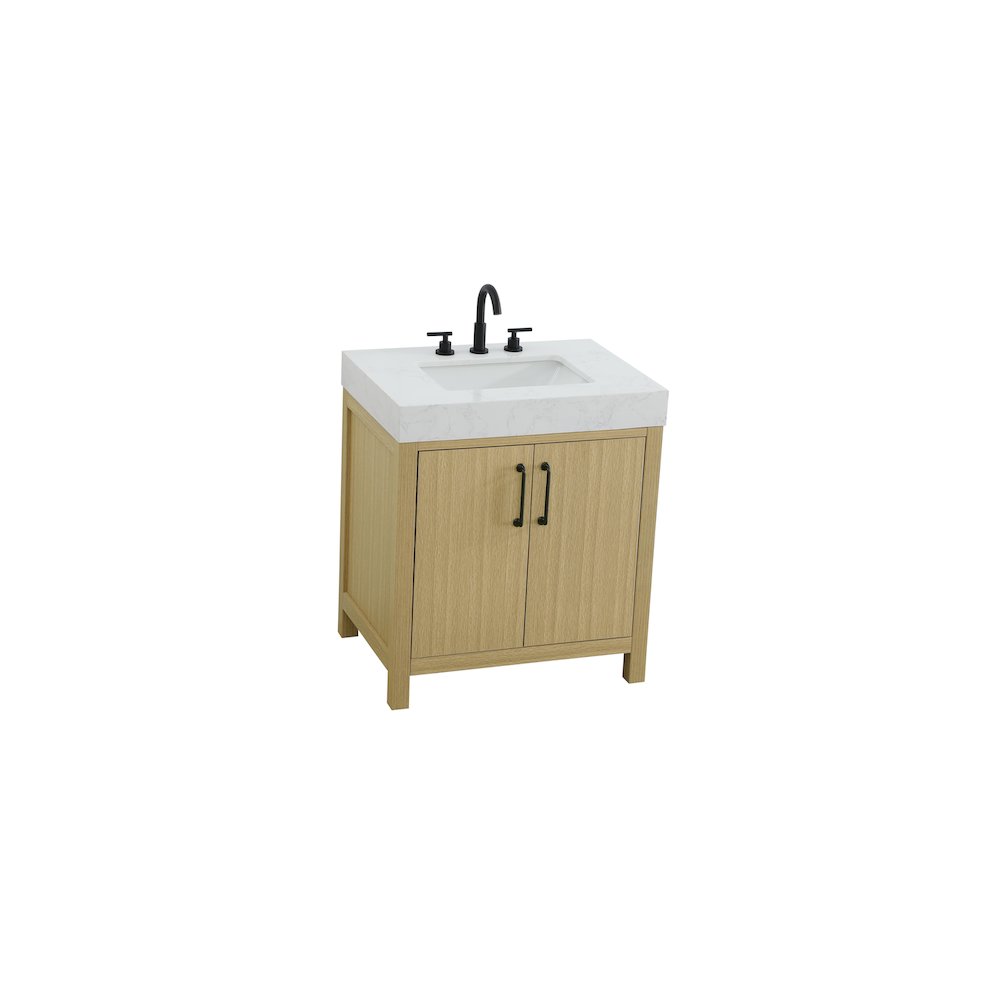 30 inch Single Bathroom Vanity In Honey Brown. Picture 6