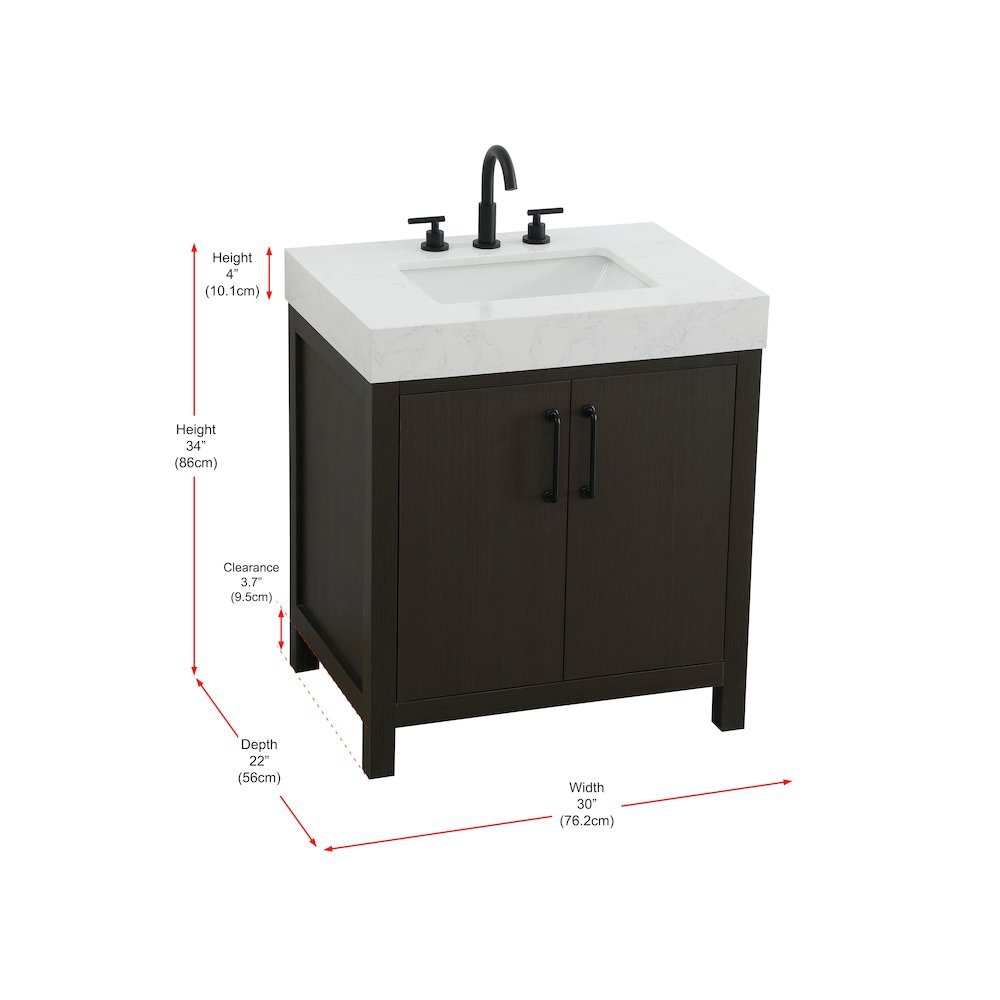 30 inch Single Bathroom Vanity In Mocha Brown. Picture 13