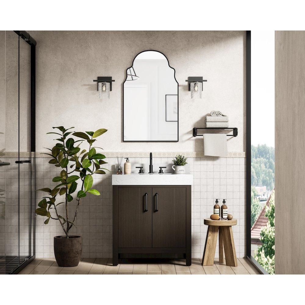 30 inch Single Bathroom Vanity In Mocha Brown with backsplash. Picture 4