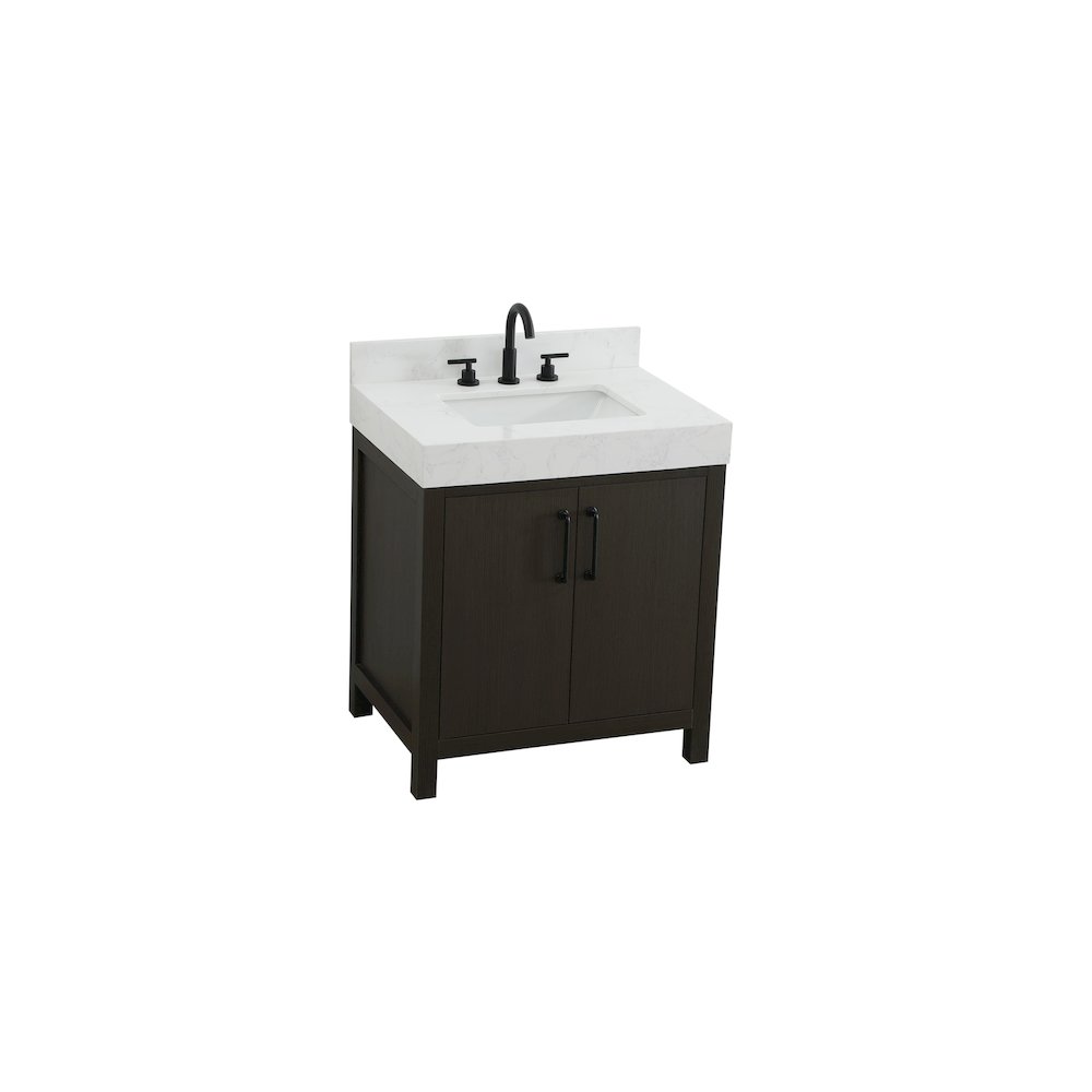 30 inch Single Bathroom Vanity In Mocha Brown with backsplash. Picture 6