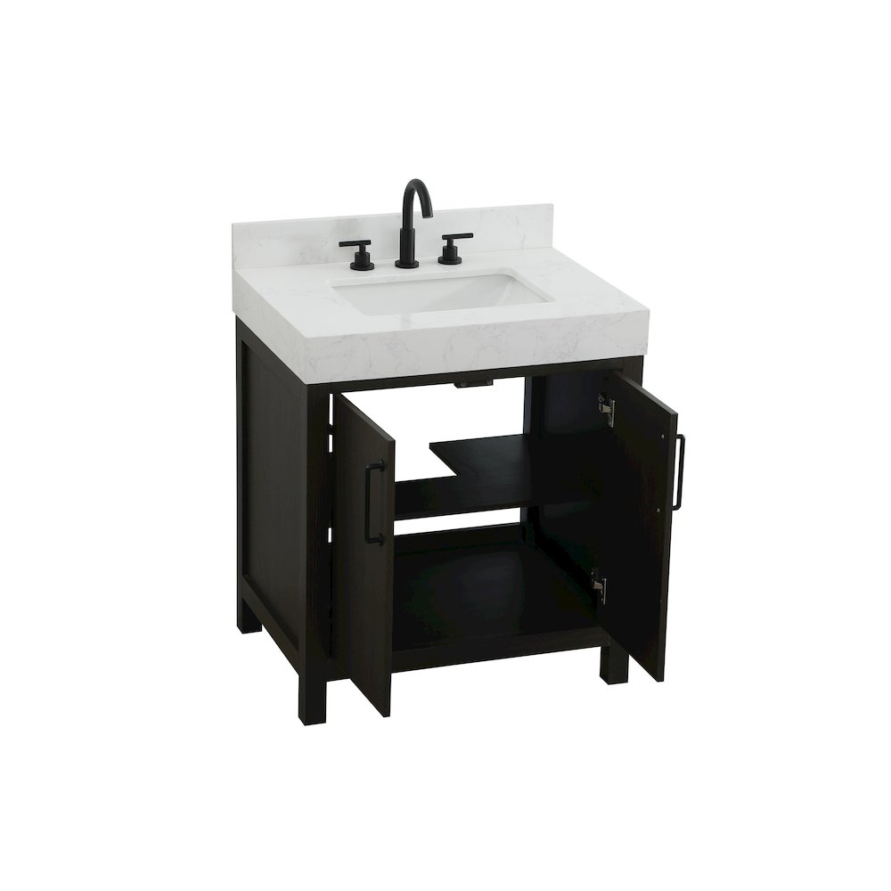 30 inch Single Bathroom Vanity In Mocha Brown with backsplash. Picture 7