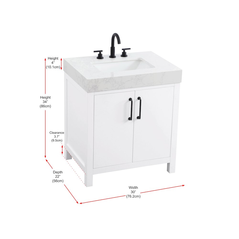 30 inch Single Bathroom Vanity In White. Picture 13