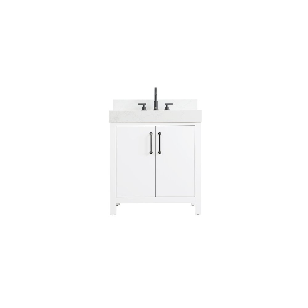 30 inch Single Bathroom Vanity In White with backsplash. Picture 1
