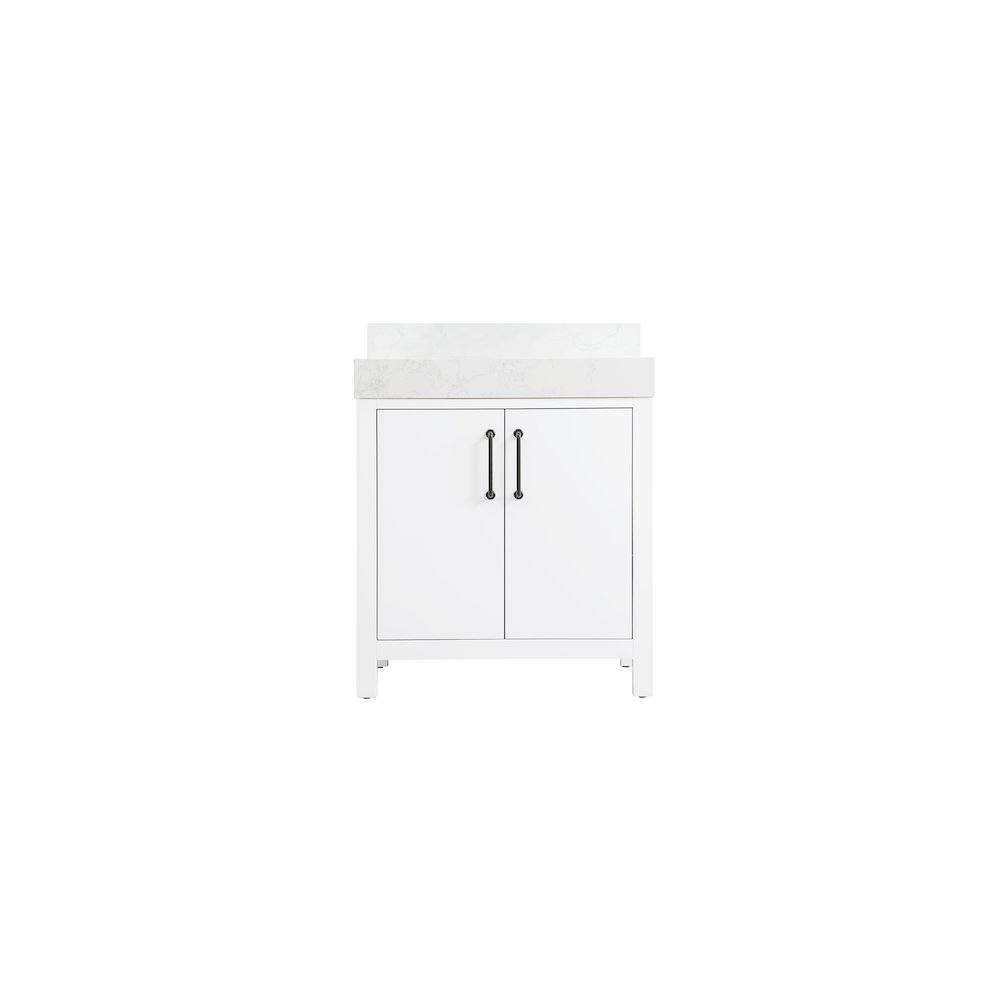 30 inch Single Bathroom Vanity In White with backsplash. Picture 5