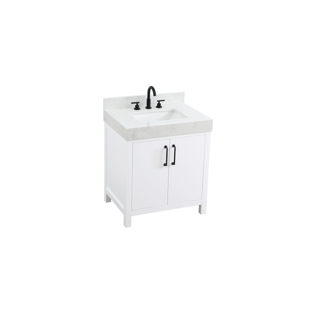 30 inch Single Bathroom Vanity In White with backsplash. Picture 6