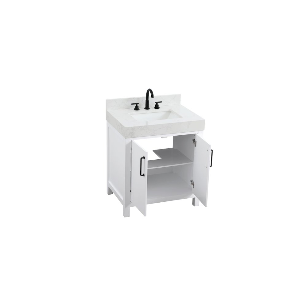 30 inch Single Bathroom Vanity In White with backsplash. Picture 7