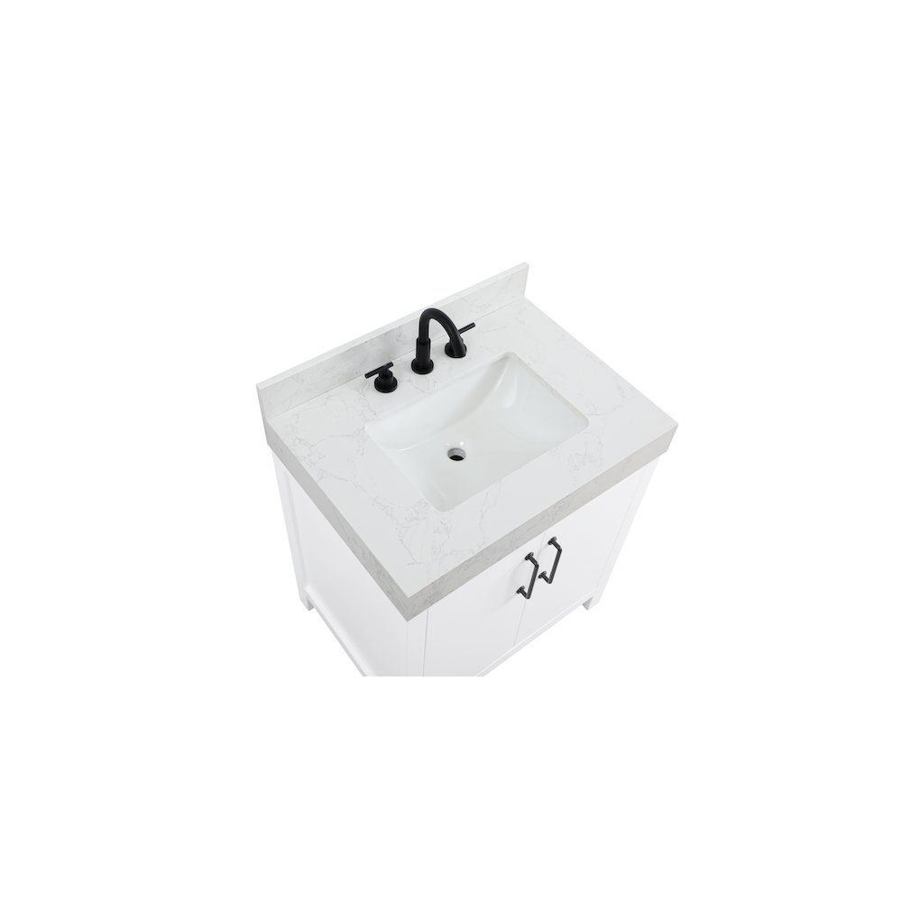 30 inch Single Bathroom Vanity In White with backsplash. Picture 8
