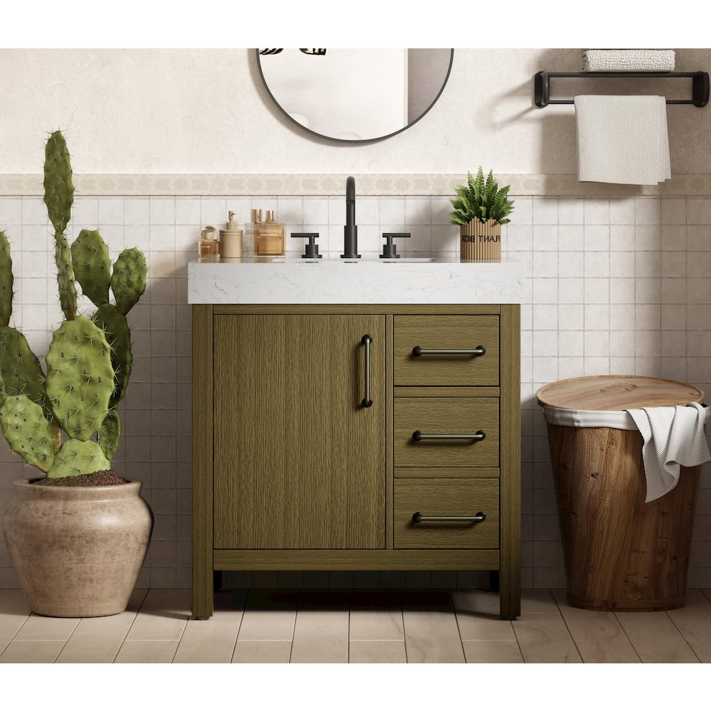 32 inch Single Bathroom Vanity In Chestnut Brown. Picture 2