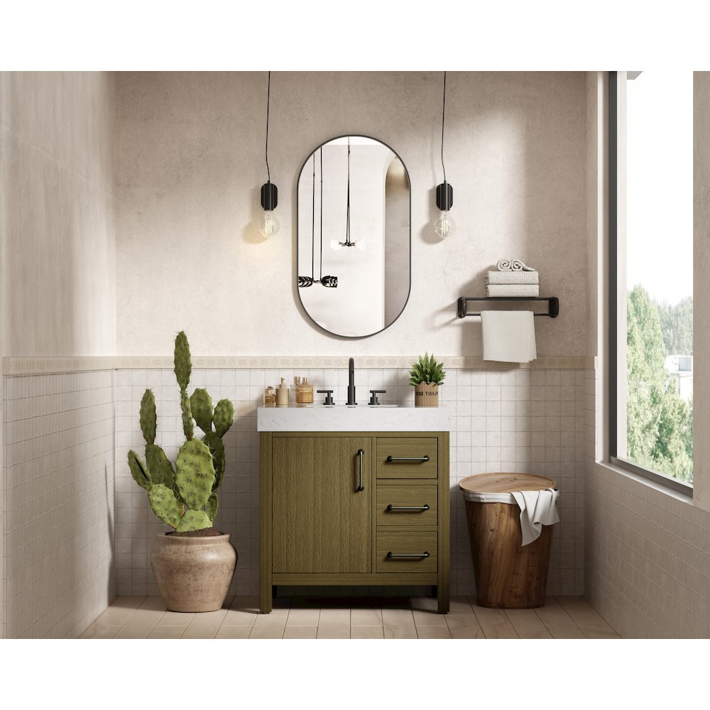 32 inch Single Bathroom Vanity In Chestnut Brown. Picture 4