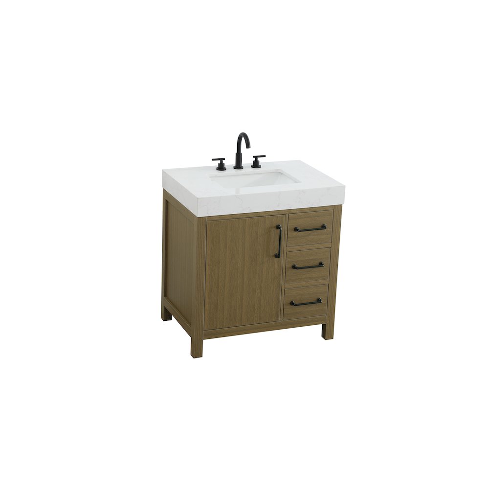 32 inch Single Bathroom Vanity In Chestnut Brown. Picture 6