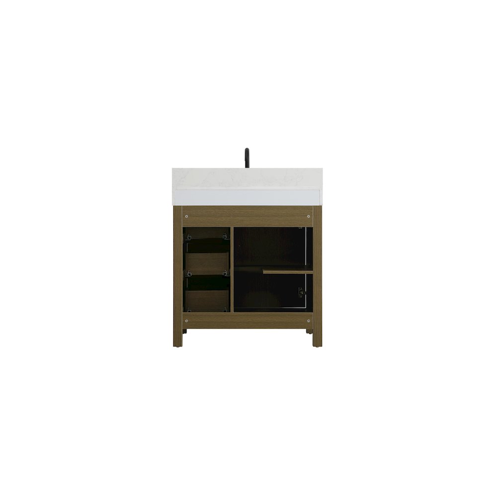 32 inch Single Bathroom Vanity In Chestnut Brown with backsplash. Picture 12