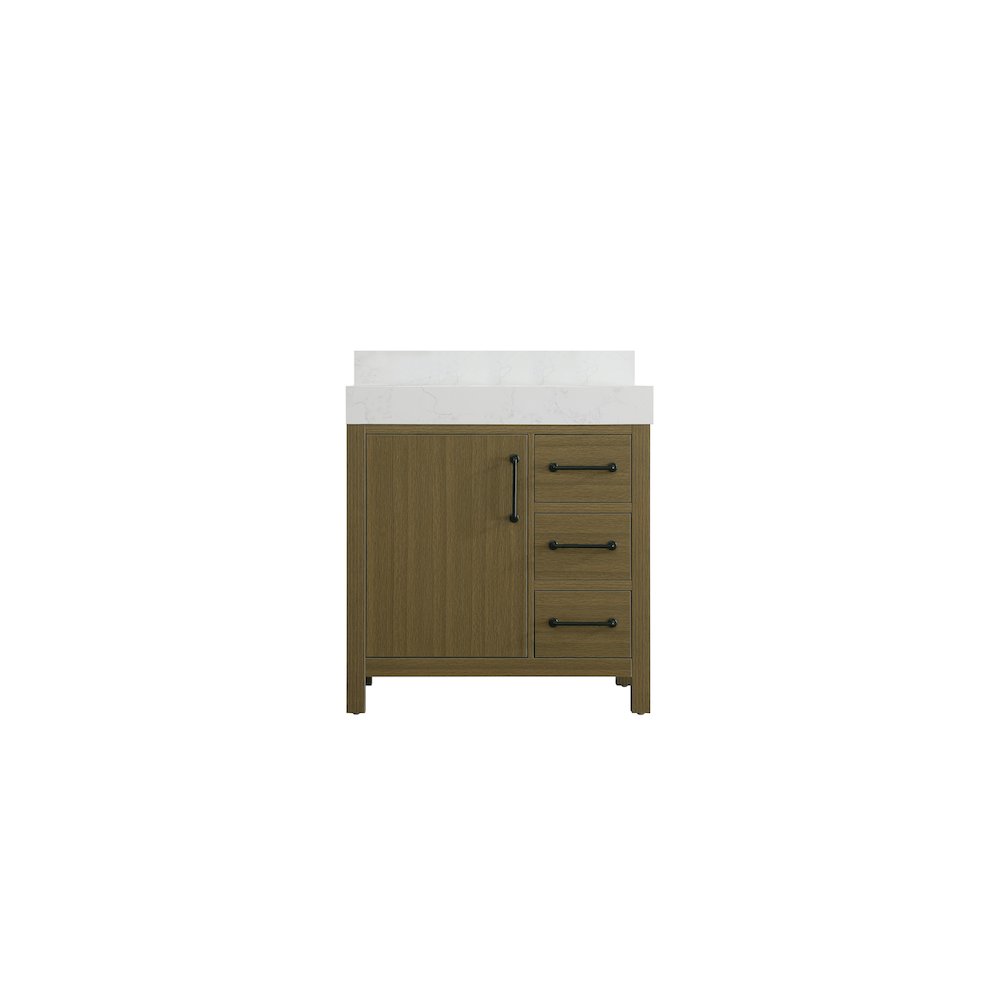 32 inch Single Bathroom Vanity In Chestnut Brown with backsplash. Picture 5