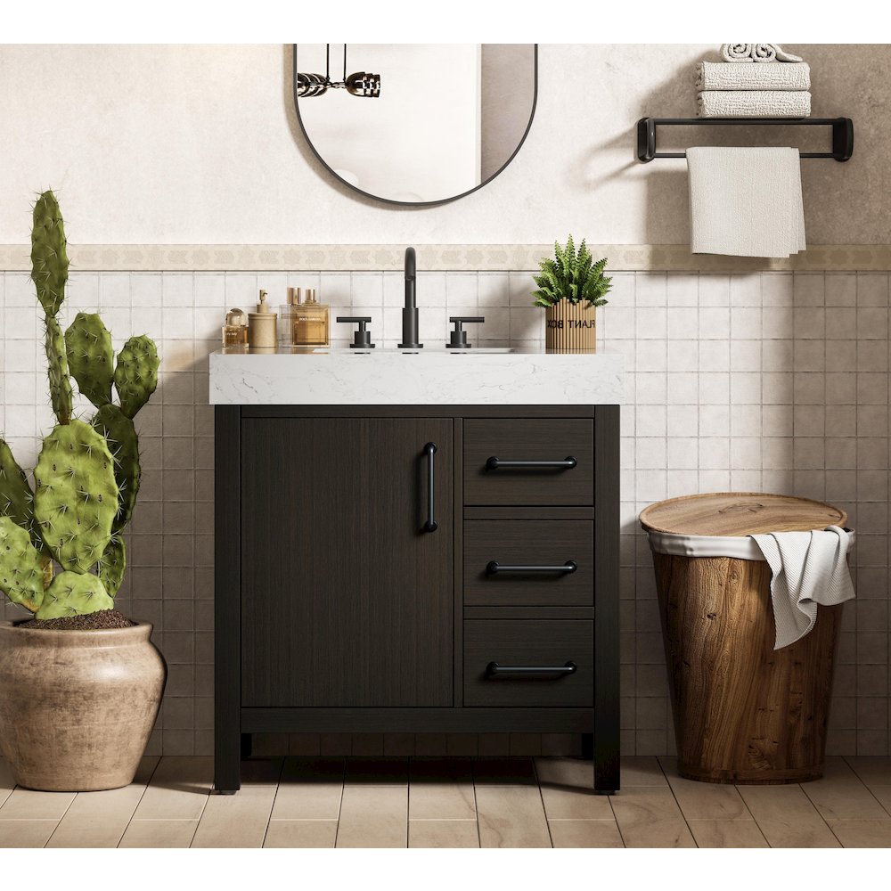 32 inch Single Bathroom Vanity In Mocha Brown. Picture 2