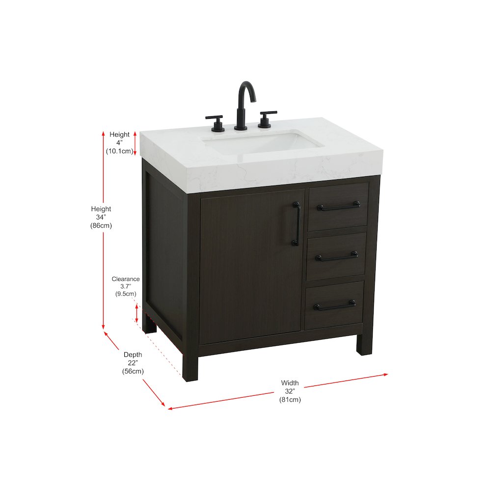 32 inch Single Bathroom Vanity In Mocha Brown. Picture 13