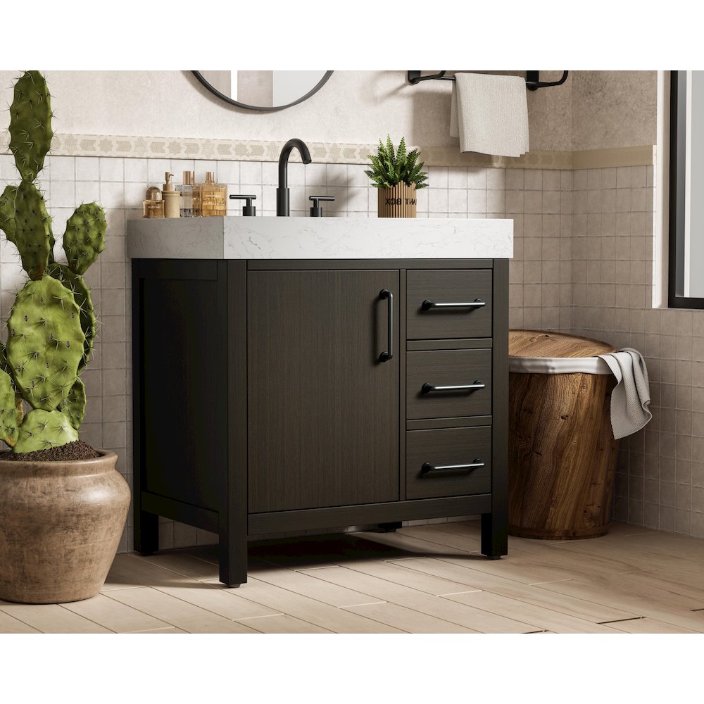 32 inch Single Bathroom Vanity In Mocha Brown. Picture 3