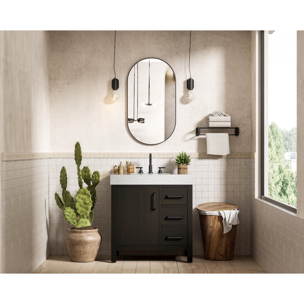 32 inch Single Bathroom Vanity In Mocha Brown. Picture 4