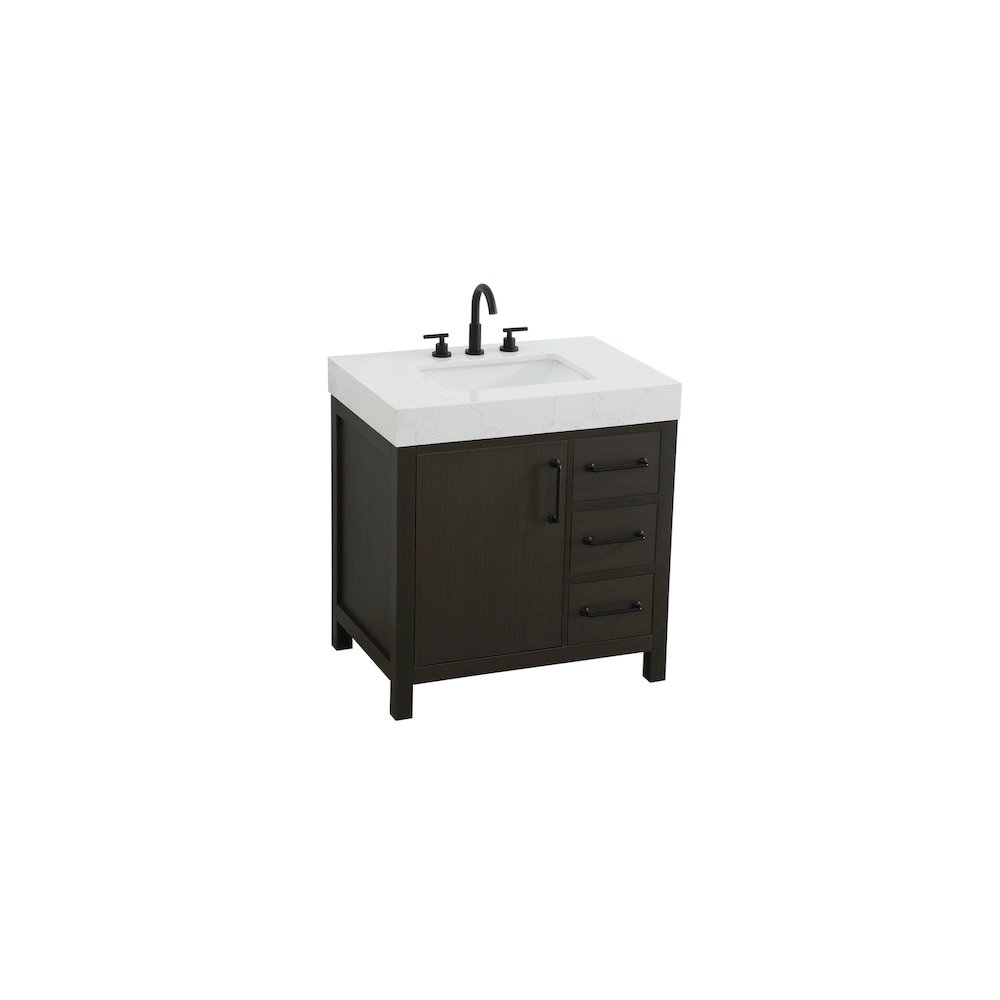 32 inch Single Bathroom Vanity In Mocha Brown. Picture 6