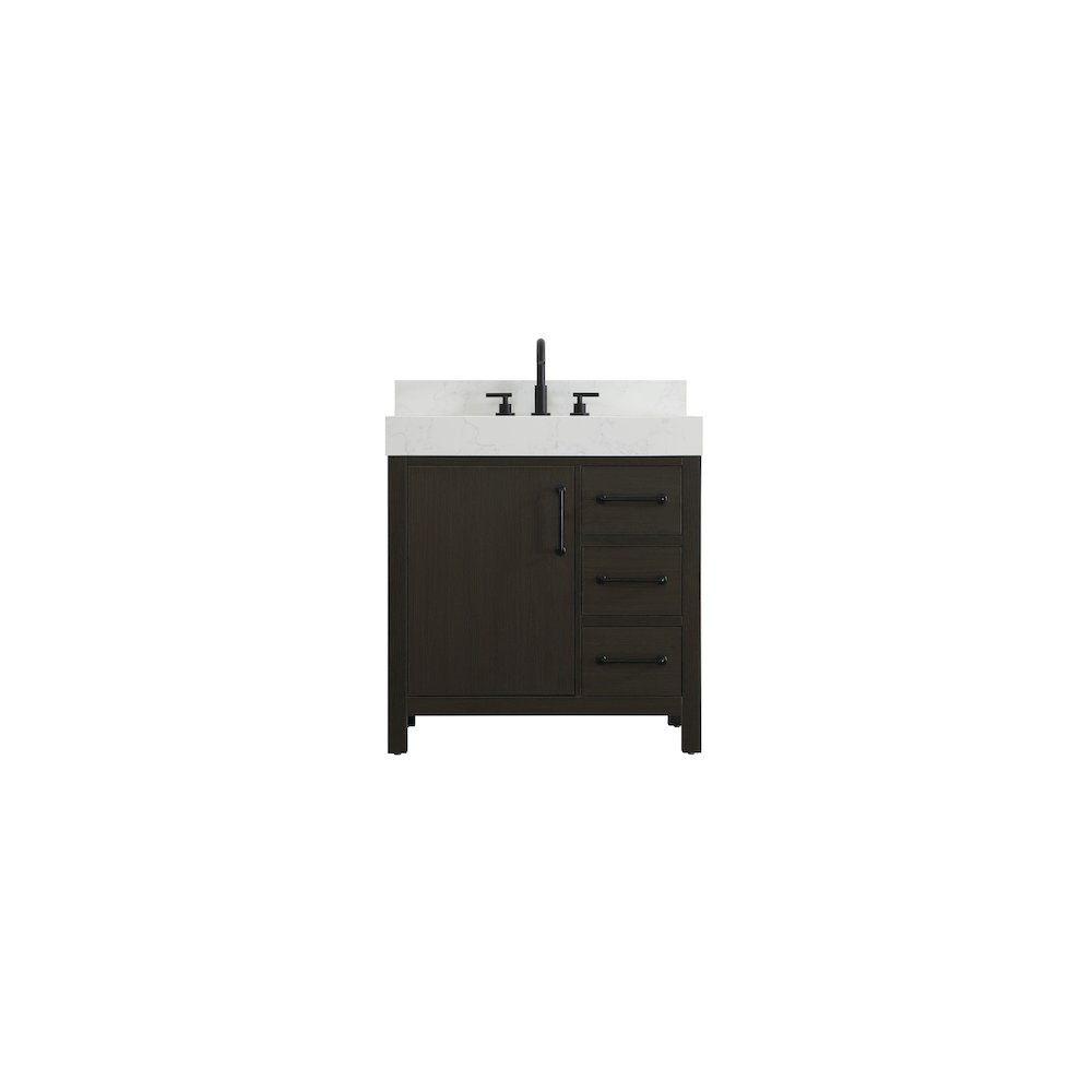 32 inch Single Bathroom Vanity In Mocha Brown with backsplash. Picture 1