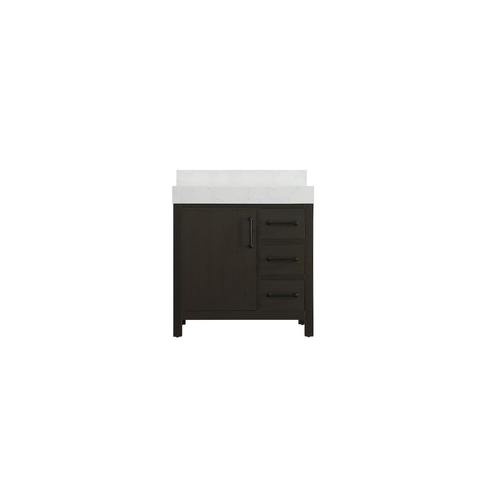32 inch Single Bathroom Vanity In Mocha Brown with backsplash. Picture 5