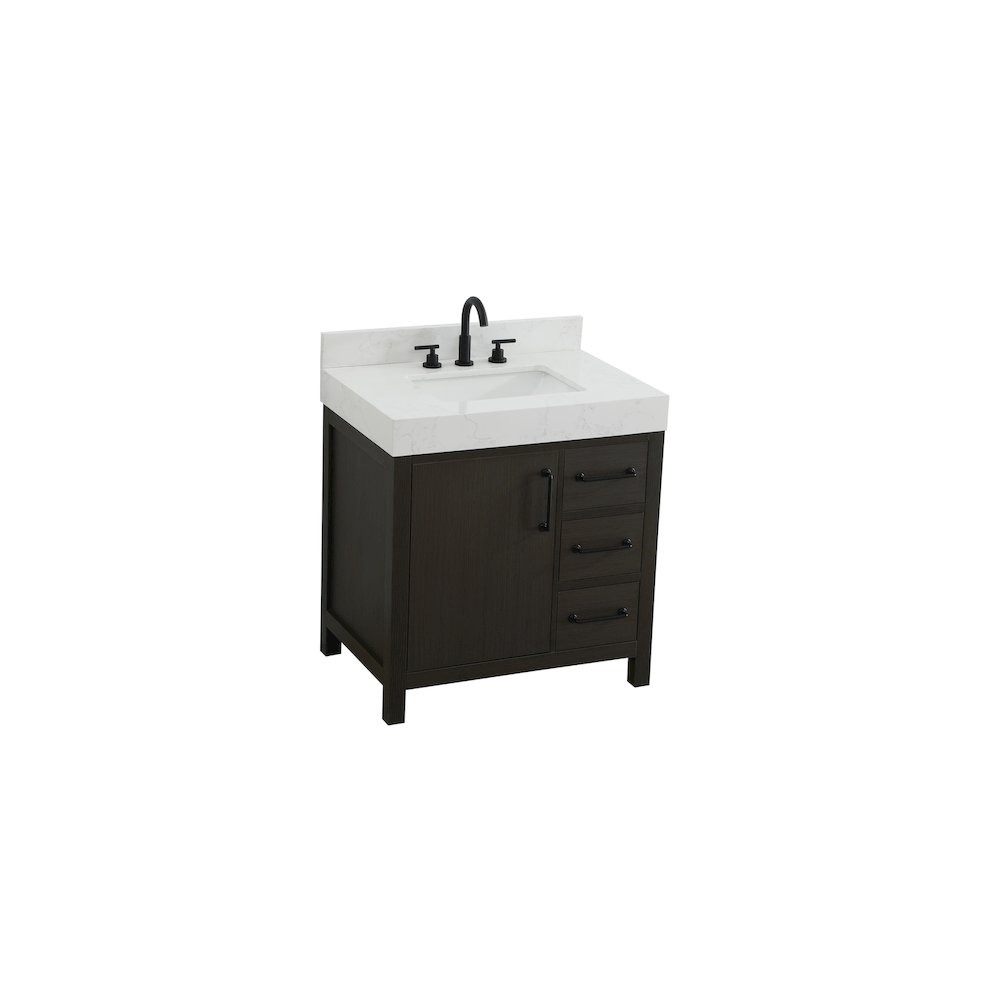 32 inch Single Bathroom Vanity In Mocha Brown with backsplash. Picture 6