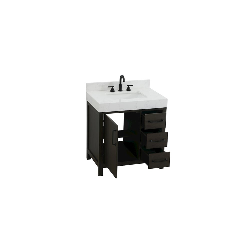 32 inch Single Bathroom Vanity In Mocha Brown with backsplash. Picture 7