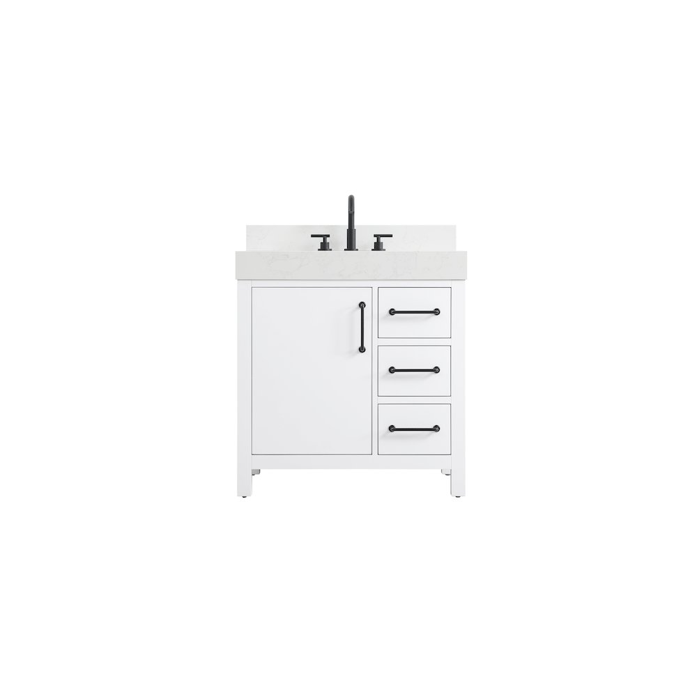 32 inch Single Bathroom Vanity In White with backsplash. Picture 1