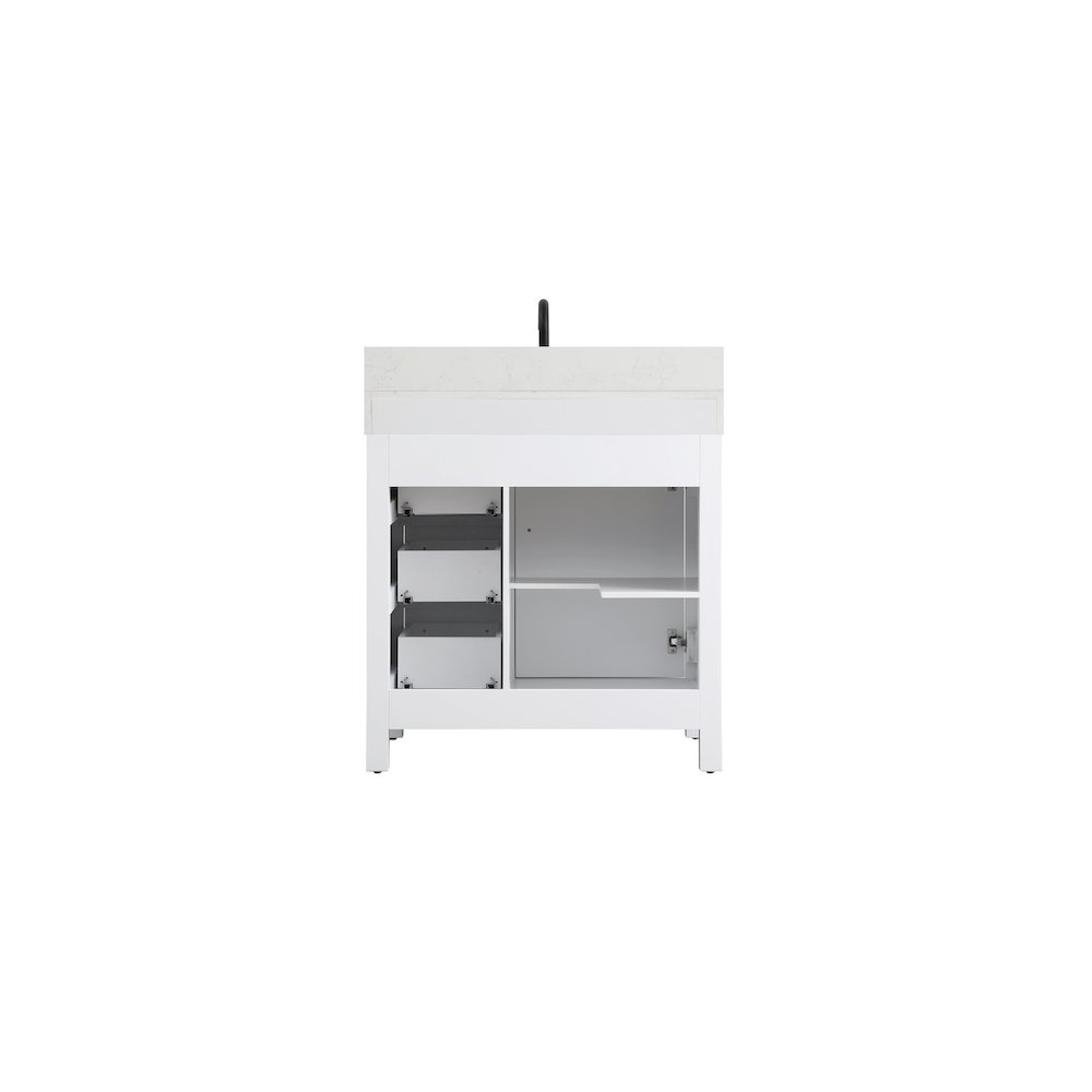 32 inch Single Bathroom Vanity In White with backsplash. Picture 12