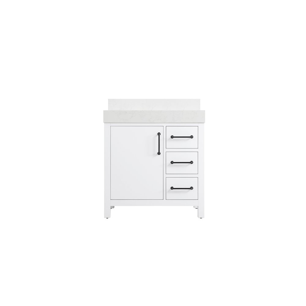 32 inch Single Bathroom Vanity In White with backsplash. Picture 5