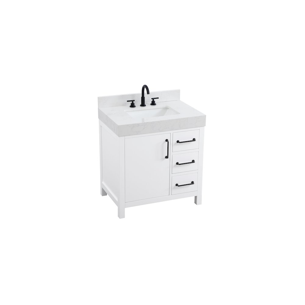 32 inch Single Bathroom Vanity In White with backsplash. Picture 6