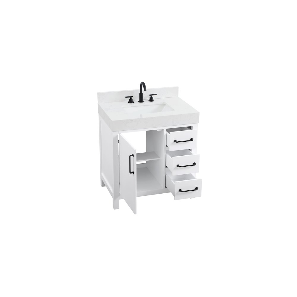 32 inch Single Bathroom Vanity In White with backsplash. Picture 7
