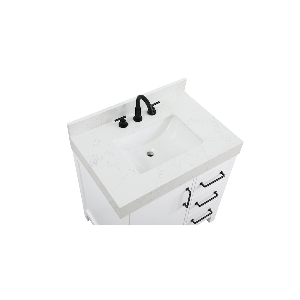 32 inch Single Bathroom Vanity In White with backsplash. Picture 8