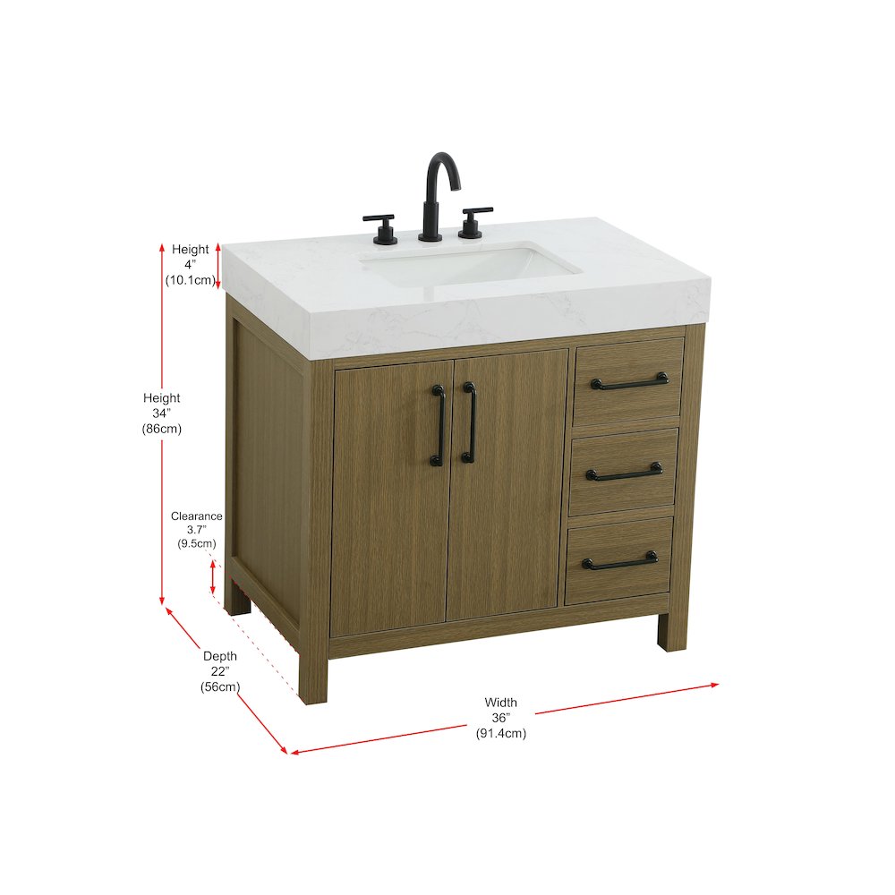 36 inch Single Bathroom Vanity In Chestnut Brown. Picture 13