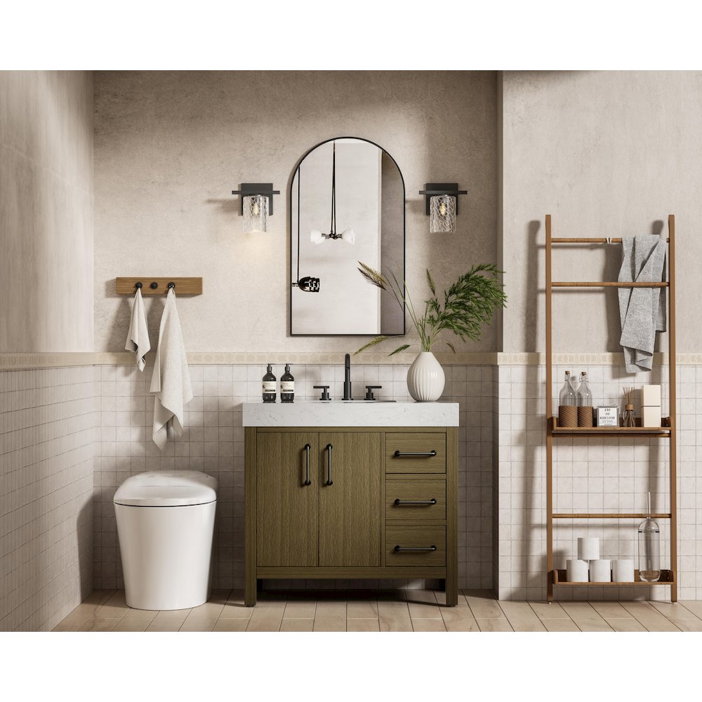 36 inch Single Bathroom Vanity In Chestnut Brown. Picture 4