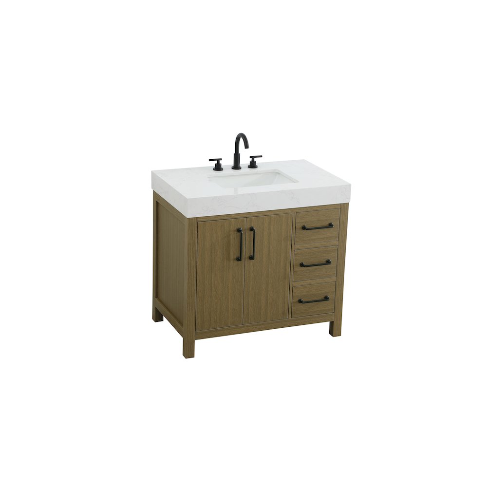 36 inch Single Bathroom Vanity In Chestnut Brown. Picture 6