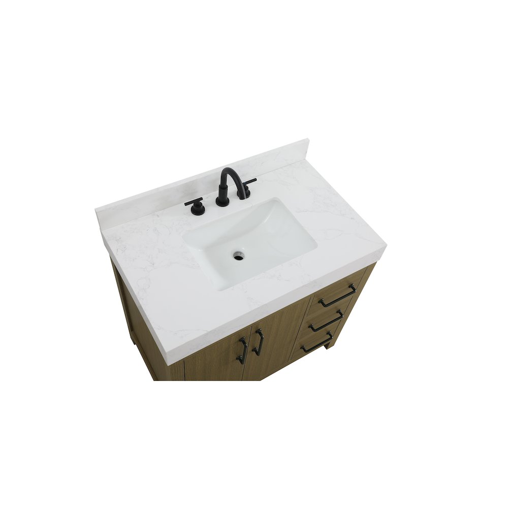 36 inch Single Bathroom Vanity In Chestnut Brown with backsplash. Picture 8