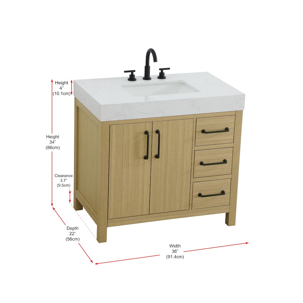 36 inch Single Bathroom Vanity In Honey Brown. Picture 13