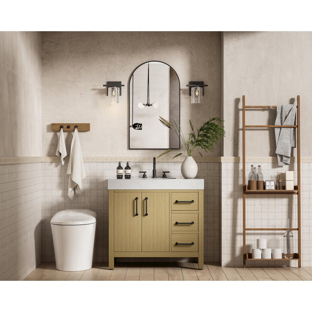 36 inch Single Bathroom Vanity In Honey Brown. Picture 4