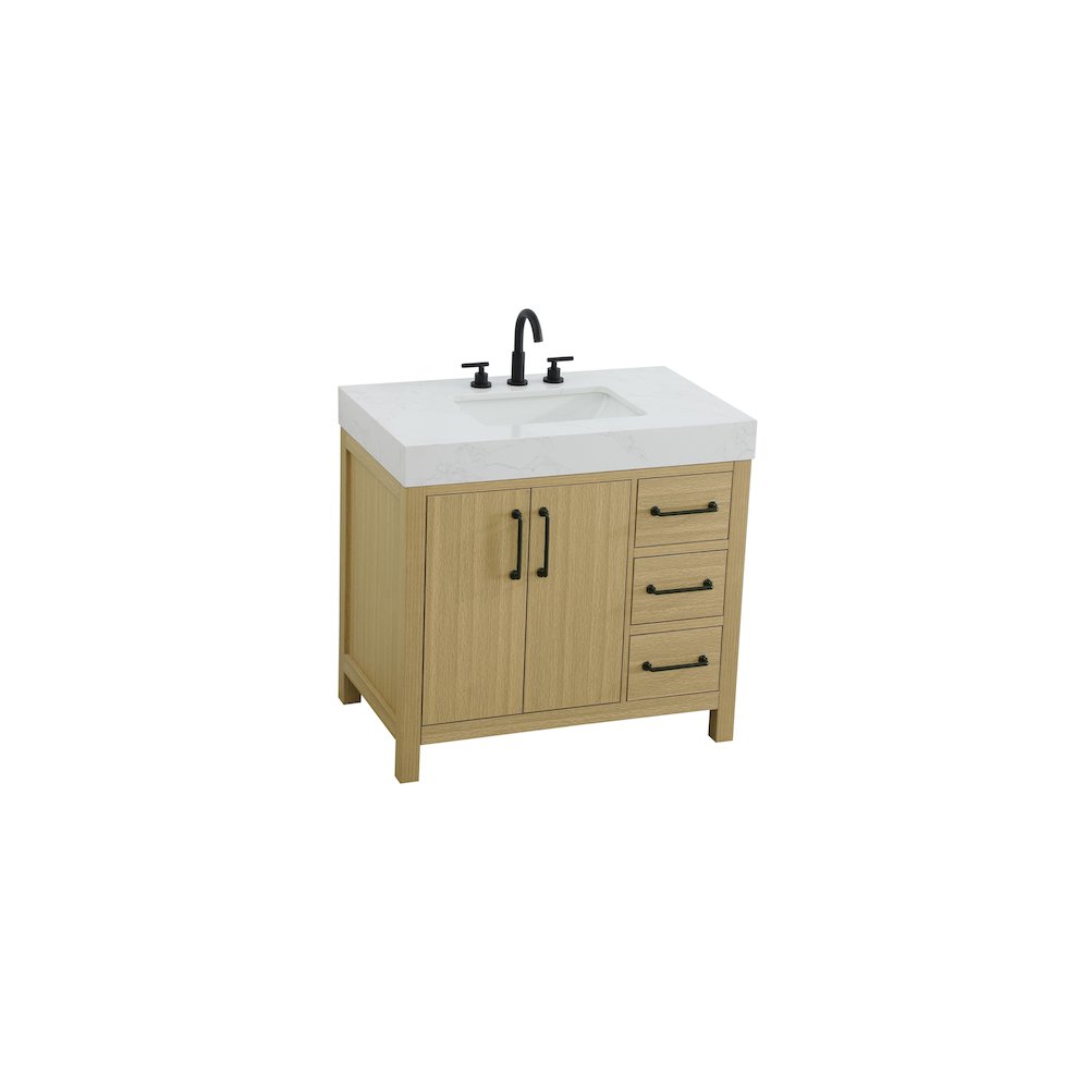 36 inch Single Bathroom Vanity In Honey Brown. Picture 6