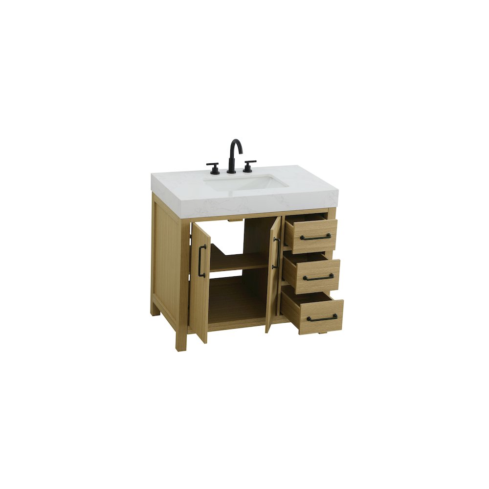 36 inch Single Bathroom Vanity In Honey Brown. Picture 7