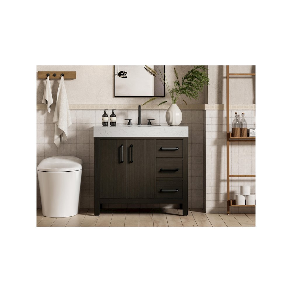 36 inch Single Bathroom Vanity In Mocha Brown. Picture 2
