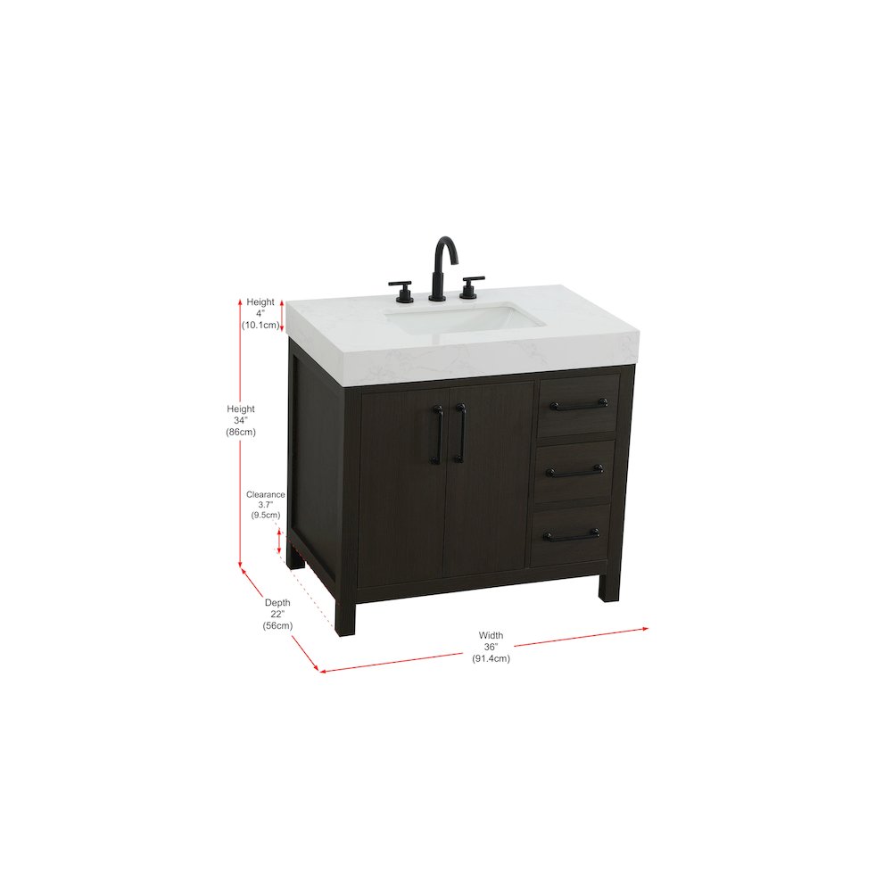 36 inch Single Bathroom Vanity In Mocha Brown. Picture 13
