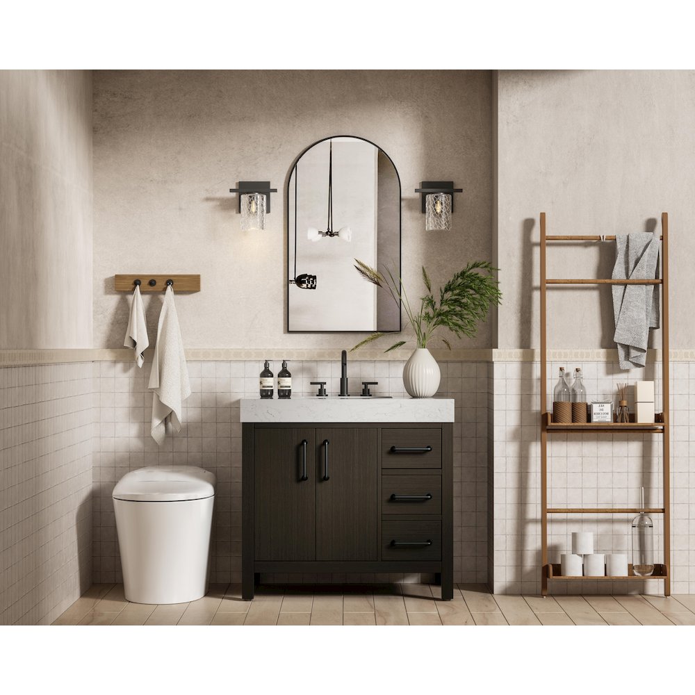 36 inch Single Bathroom Vanity In Mocha Brown. Picture 4